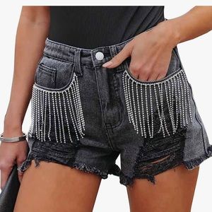 Jeweled Black Jean shorts